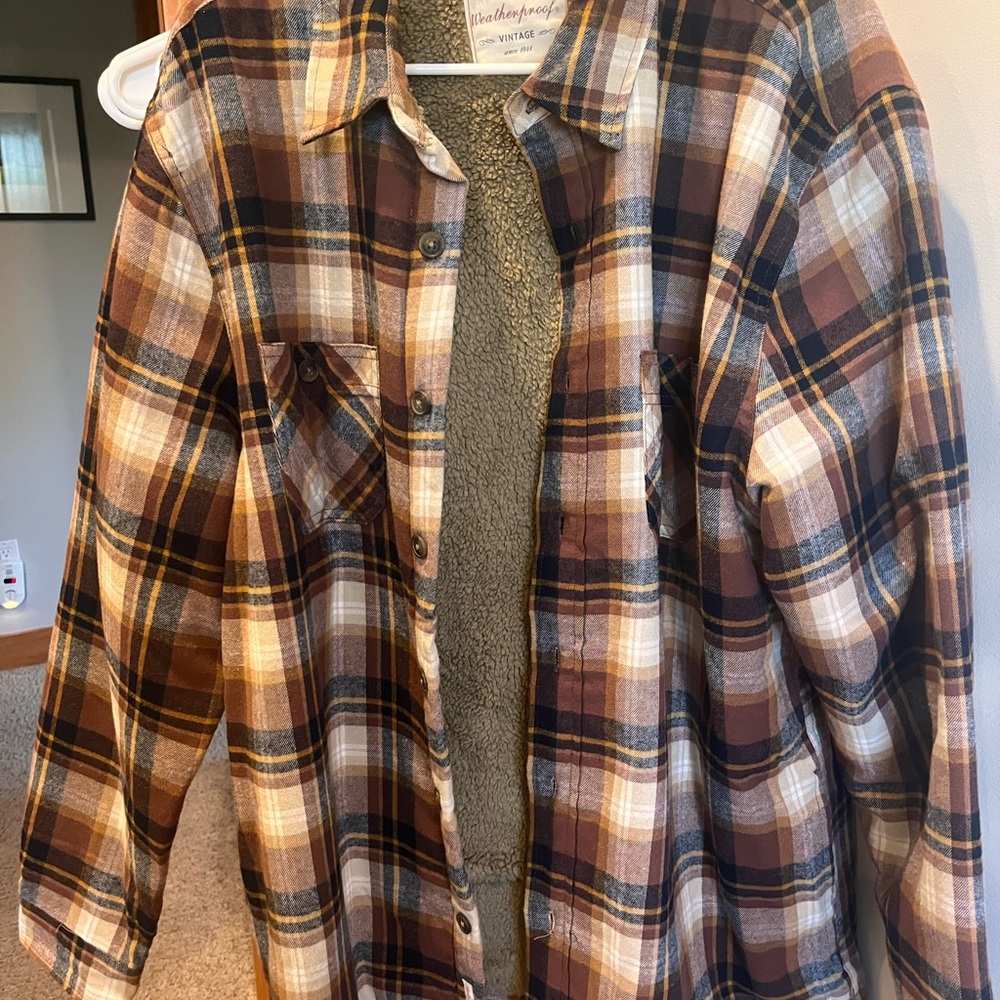Weatherproof Brown Plaid Shirt Jacket